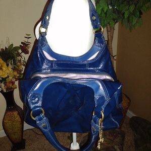 COACH Patent Leather Cobalt Blue Shoulder Bag